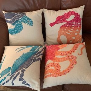Embroidered Sea Animal Throw Pillows